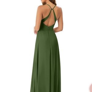 Azazie Size 8 Olive Green Bridesmaid Dress